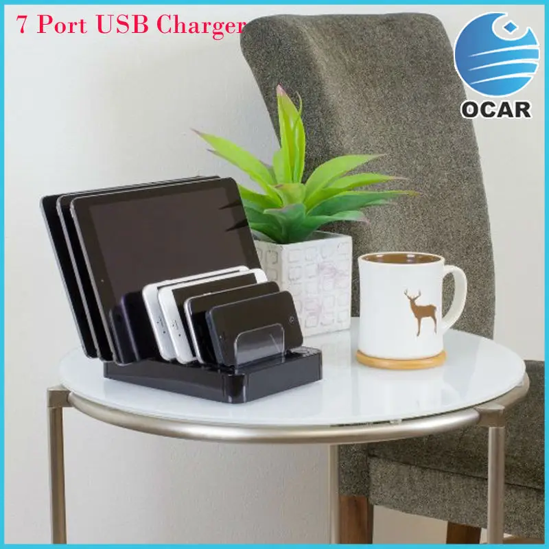 AC100-240V 7-портовый USB Быстрое Зарядное Устройство Hub для Мобильного Телефона и Tablet PC