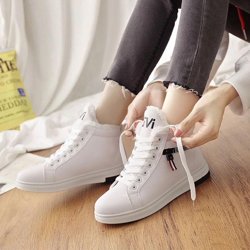 Women Sneakers 2018 Winter Shoes Basket Femme Plus Size Pu Plush Warm Vulcanized Designer Fashion | Обувь