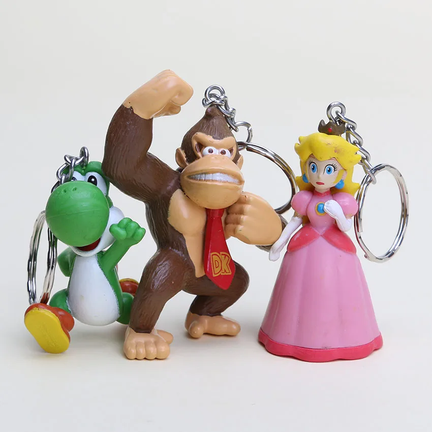 6 шт./компл. 3 7 см Super Mario Bros Donkey Kong Yoshi Peach Luigi экшн Фигурка лягушка брелок|action figure|donkey kongsuper mario bros |