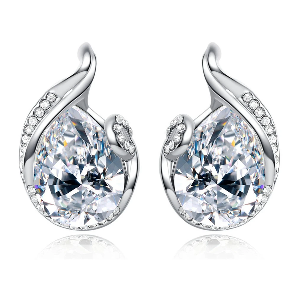 Silver Earrings for women New Fashion Jewelry Crystal shining silver Plated earrings UWFREWYL | Украшения и аксессуары