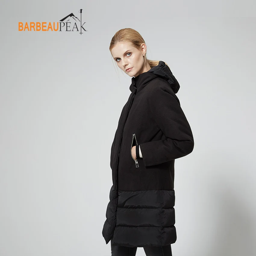 Barbeaupeak Для женщин с капюшоном Подпушка куртка 90% белая утка длинный рукав длинные