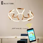 Современная светодиодная люстра, Подвесная лампа, золотая, кофейная, хромированная металлическая Потолочная люстра, освещение для гостиной, столовой, кухни, лампа