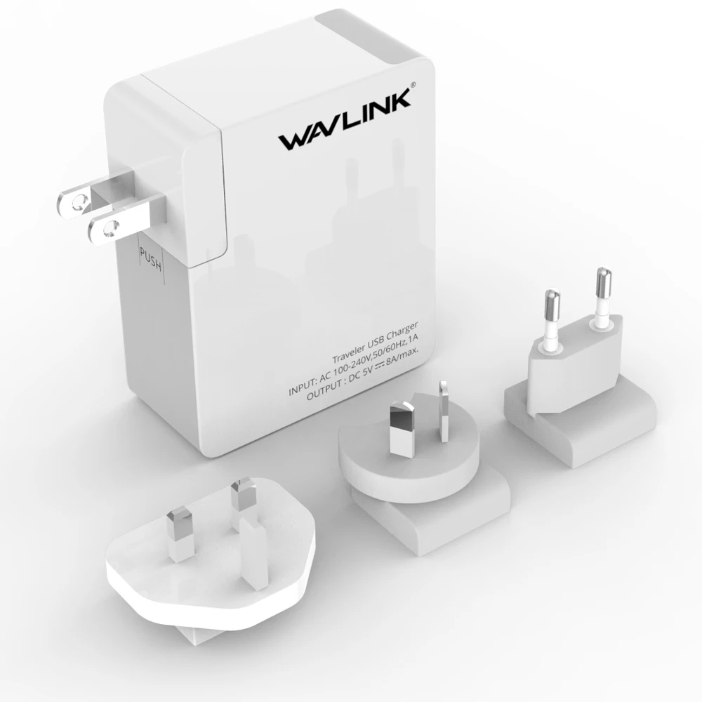 Wavlink Универсальный 2/4 порт путешественник USB зарядное устройство адаптер 40 Вт DC 5 В 8A с портом может заменяемый ЕС/США/Австралия/Великобритания Разъем для мобильного телефона
