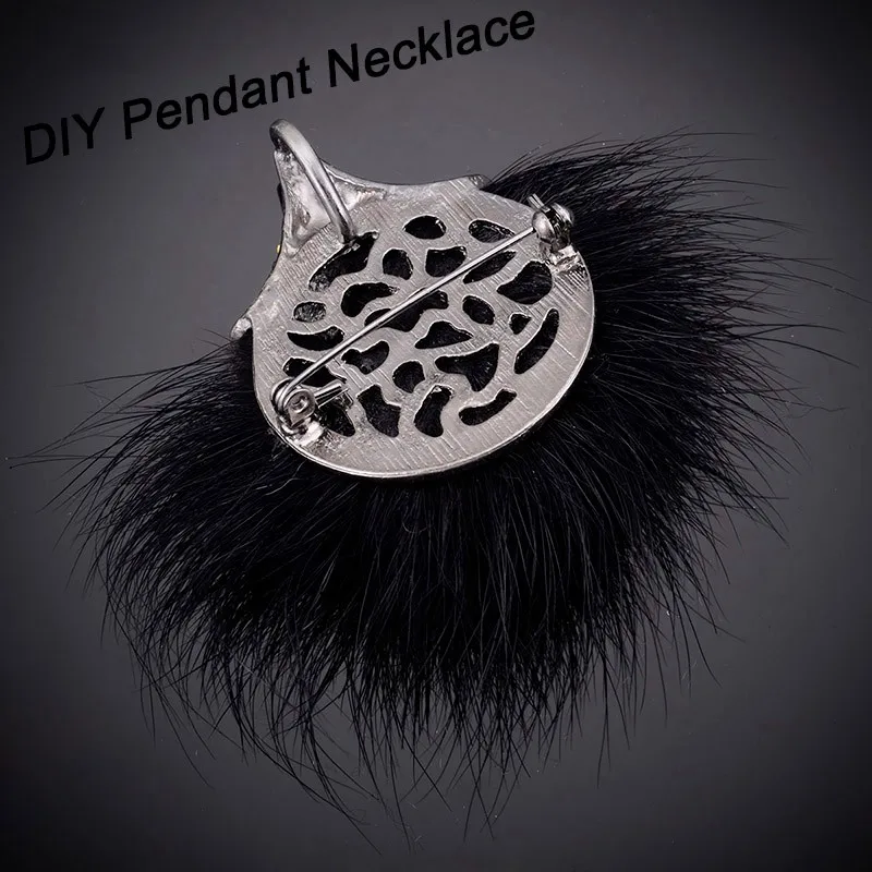 IYOE корейский стиль черный Hairball веерообразные булавки-брошки с кристаллами Ретро стиль рождественские броши кулон Винтажные Ювелирные Изделия