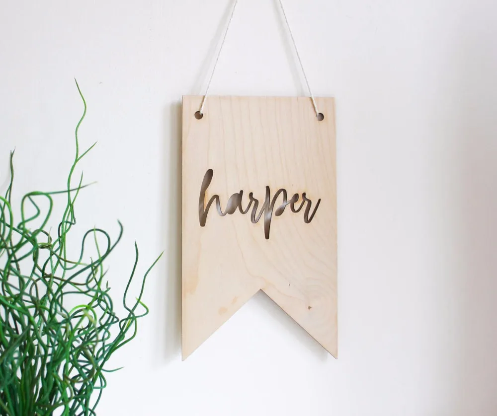 Personalized Wooden Flag Sign Laser Cut wall decor with name bedroom plaque Child room | Дом и сад