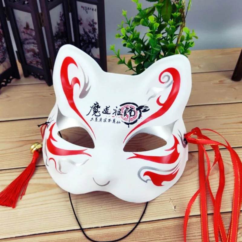 ПВХ маска лисы японский демон Kitsune Хэллоуин косплей на все лицо ручная роспись