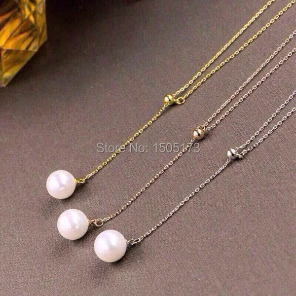 Free shipping (6pieces/lot)wholsale Fashion titanium steel statement long necklace 14K rose gold pearl female | Украшения и