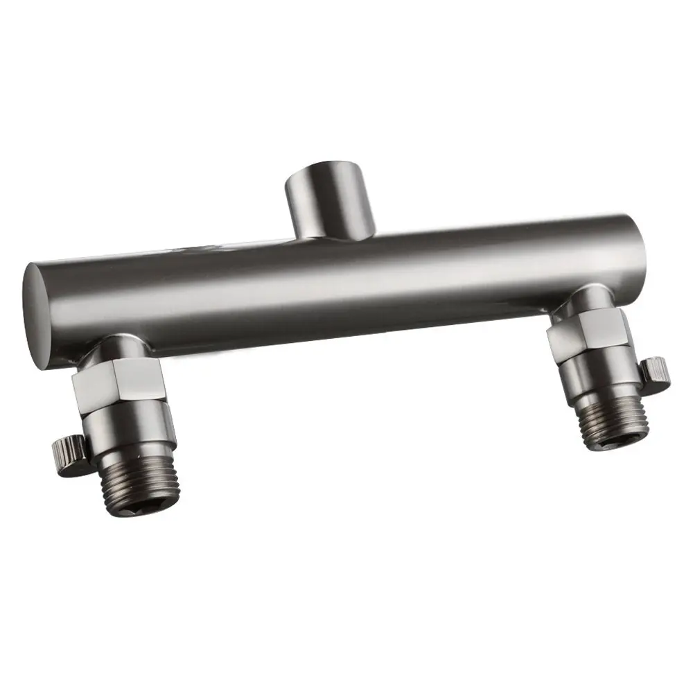 Brass Shower Head Double Outlet Manifold With Shut Off Valve