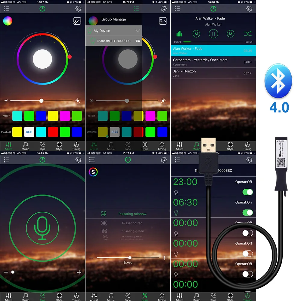USB LED RGB контроллер Bluetooth app управление музыкальный для 5 в Светодиодная лента 5050