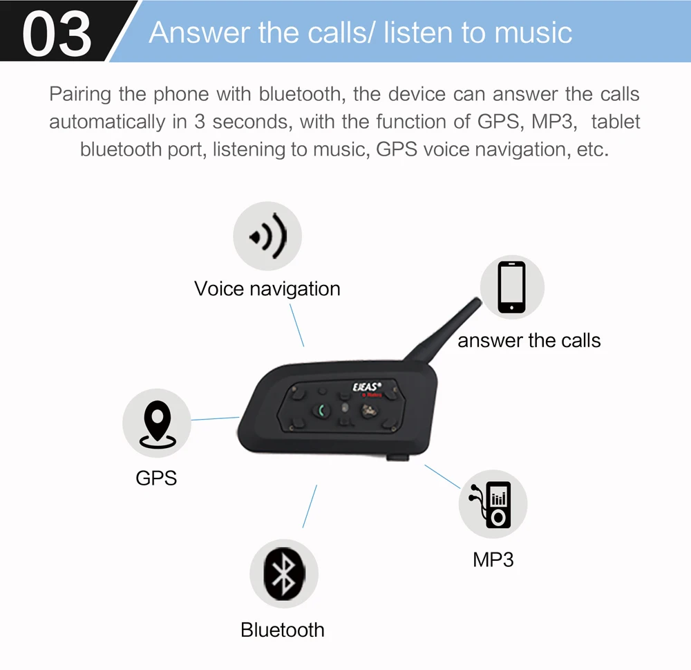 EJEAS V6 2 шт. Bluetooth мотоциклетная гарнитура для шлема 1200 м коммуникатор Interphone Auriculares