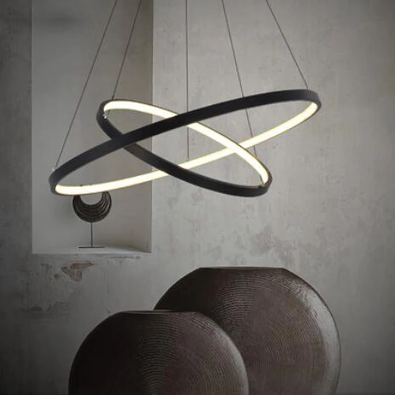 T Simple Chandelier Circular Ring Modern Metal Pendant Livingroom Bedroom Restaurant Lamps Creative LED Chip Lighting DHL Free | Освещение