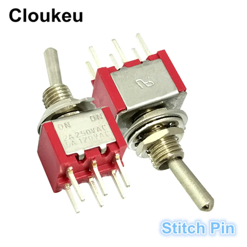 

5Pcs MTS-202 6MM 6Pin/2File ON-ON Rocker switch Toggle Switch 6A125V