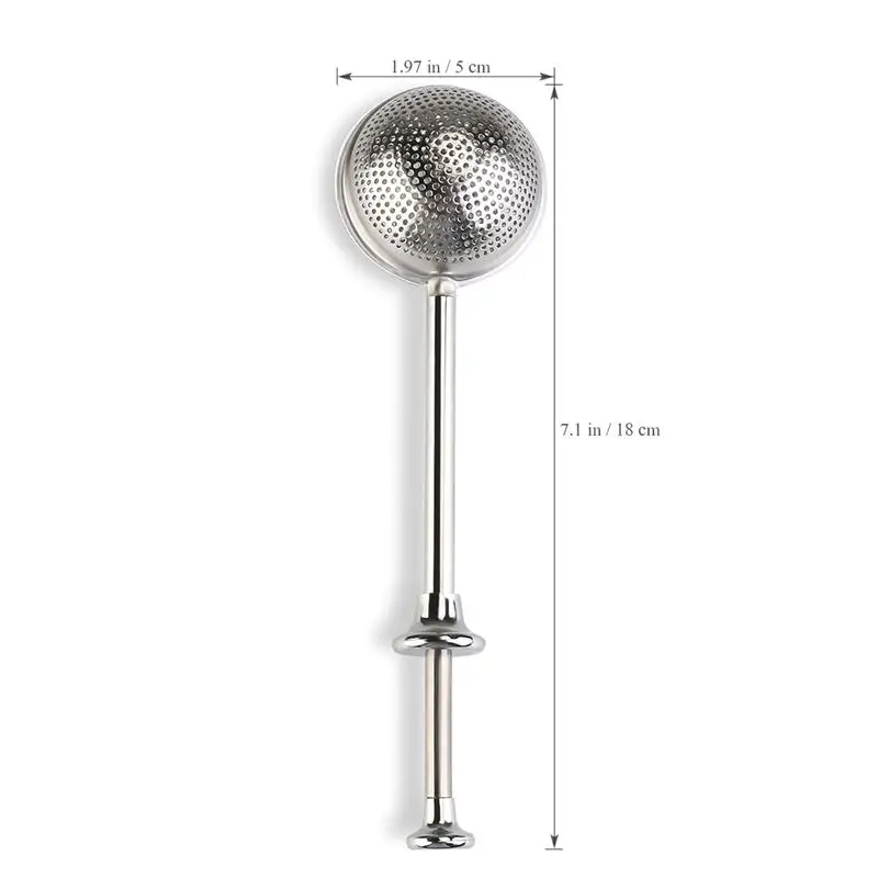 

Ball Shaped Leaky Spoon Stainless Steel Push Style Tea Infuser Strainer Tea Strainer Tea Set Kitchen Accessories