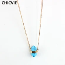 Женские ожерелья с синим камнем CHICVIE подвеской золотого цвета