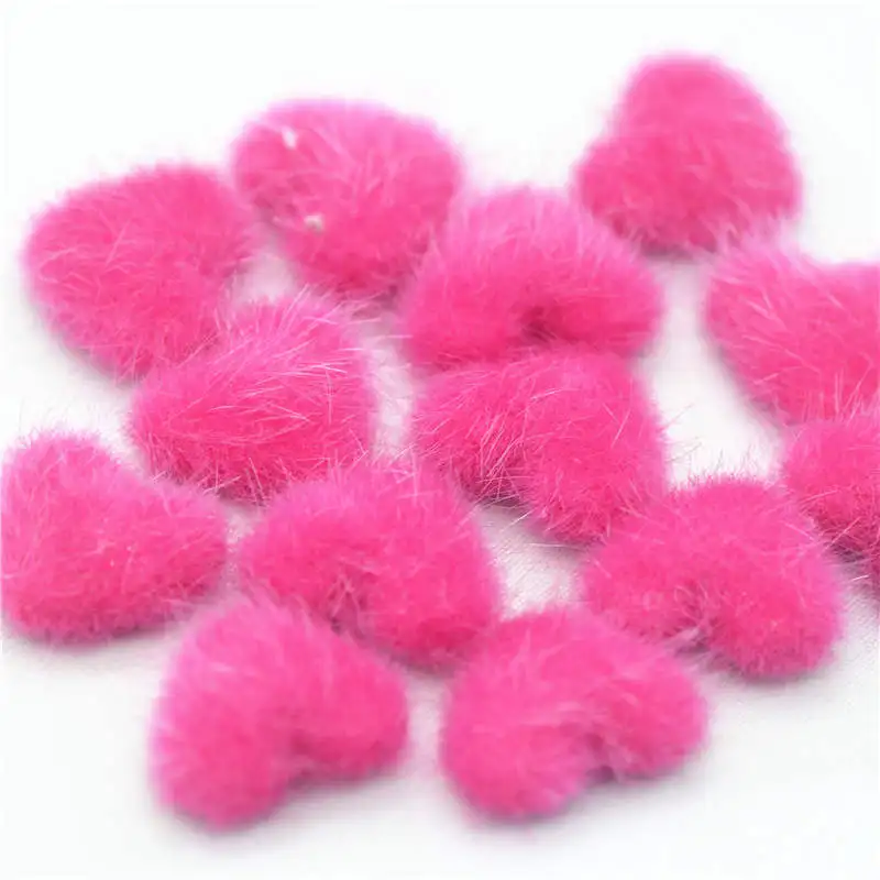 ROSE COLOR 20PCS 15 мм 20 шт розовый/розовый цвет Флоки сердце тканевые пуговицы, домашние швейные пуговицы ручной работы - Цвет: ROSE COLOR 20PCS