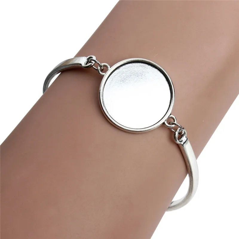 

5 шт./лот, серебряный цвет, круглый пустой кабошон, основа, рамка для браслета, подходит для 20 мм, сделай сам, кабошоны, фурнитура для изготовле...