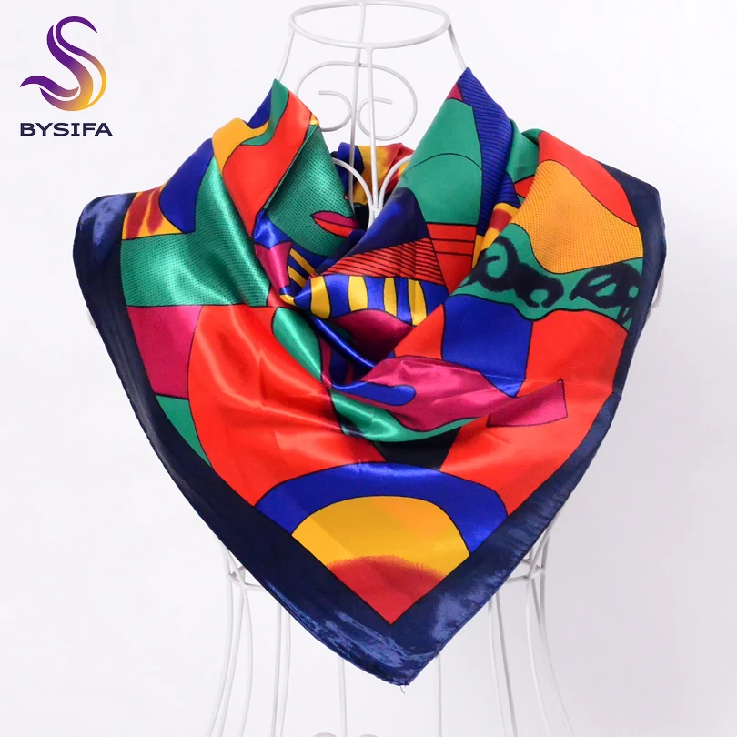 Женский мусульманский головной платок BYSIFA Красный квадратный атласный зимний