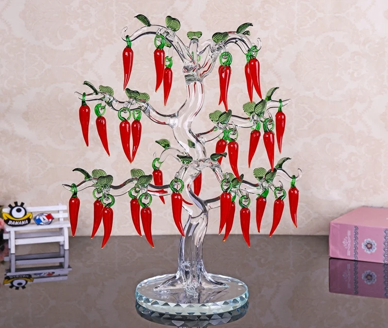 Creative crystal red pepper tree living room wine cabinet decoration Feng Shui gifts lucky crafts ornaments fire | Дом и сад