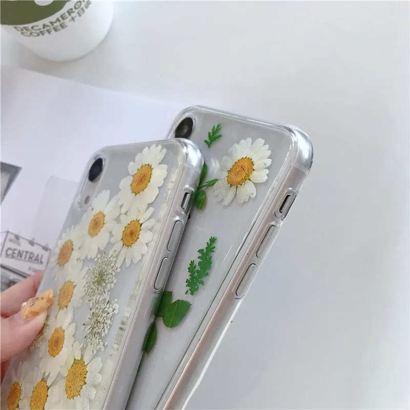 Эпоксидный чехол для гербарий хризантемы, чехол для телефона iphone 6 6 S 8 7 X Plus XR XS, максимальный чехол, стильный прозрачный мягкий чехол из ТПУ