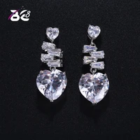 be 8 new big cubic zirconia heart drop dangle earrings popular crystal drop earring for wedding dress fashion jewelry e392