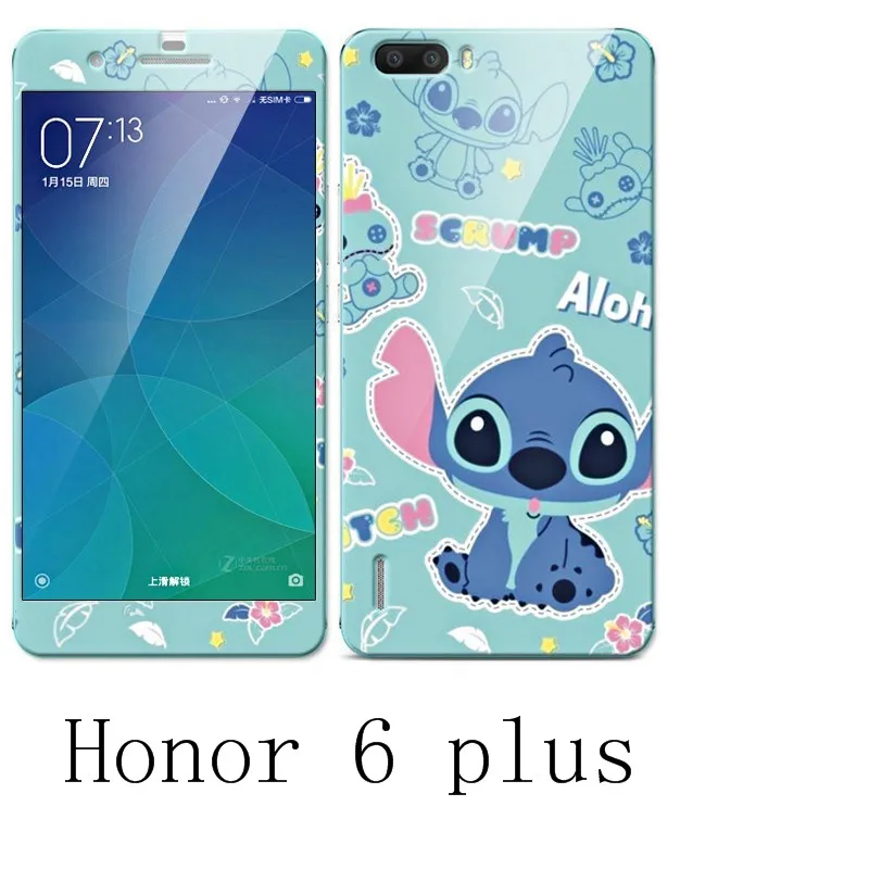 Чехол ALIVO для huawei honor 6 plus силикон. Цветное закаленное стекло с принтом + мягкий