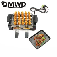 DMWD Smokeless Electric Raclette Grill Double Layers Non-Stick BBQ Roasting Pan Griddle Mini Barbecue Stove Machine Roaster