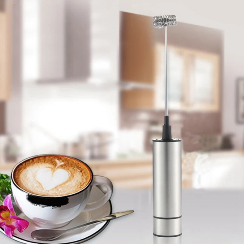 Электрический ручной вспениватель молока с двойной пружиной венчик головкой