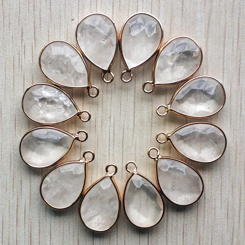 

Подвески в форме капель из натурального кристалла золотого цвета для изготовления ювелирных изделий, 12 шт./лот, опт, 2019