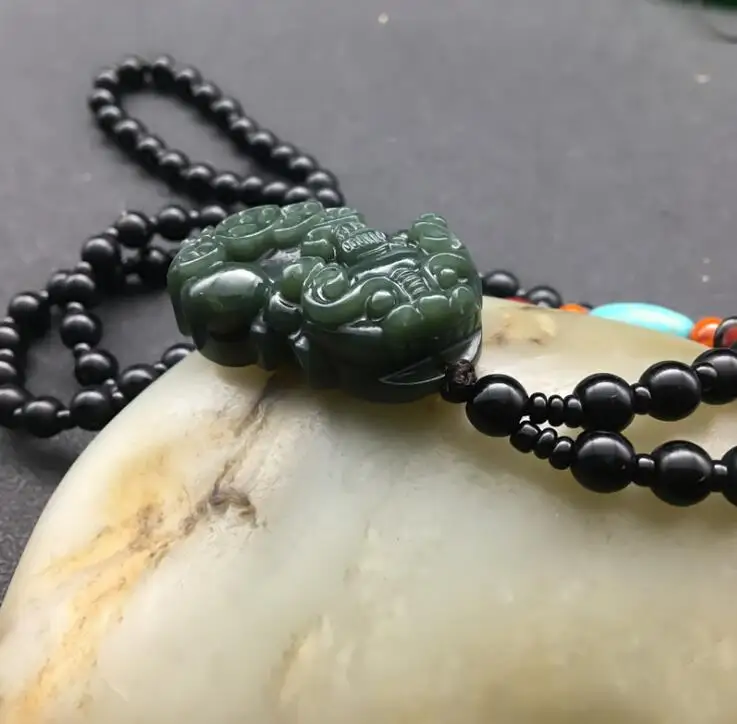 Кулон из натурального нефрита XinJiang QINGYU PIXIU love's YuPei|pendant|pendant lovependant jade |