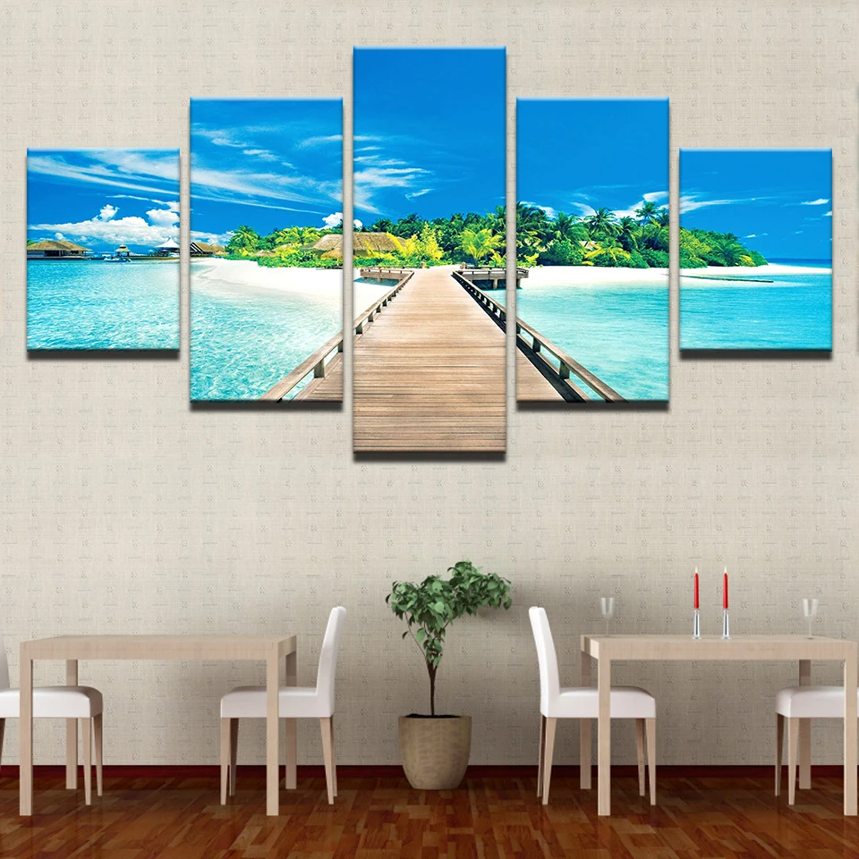Домашний декор HD Печать холст настенные художественные плакаты 5 шт. синий океан