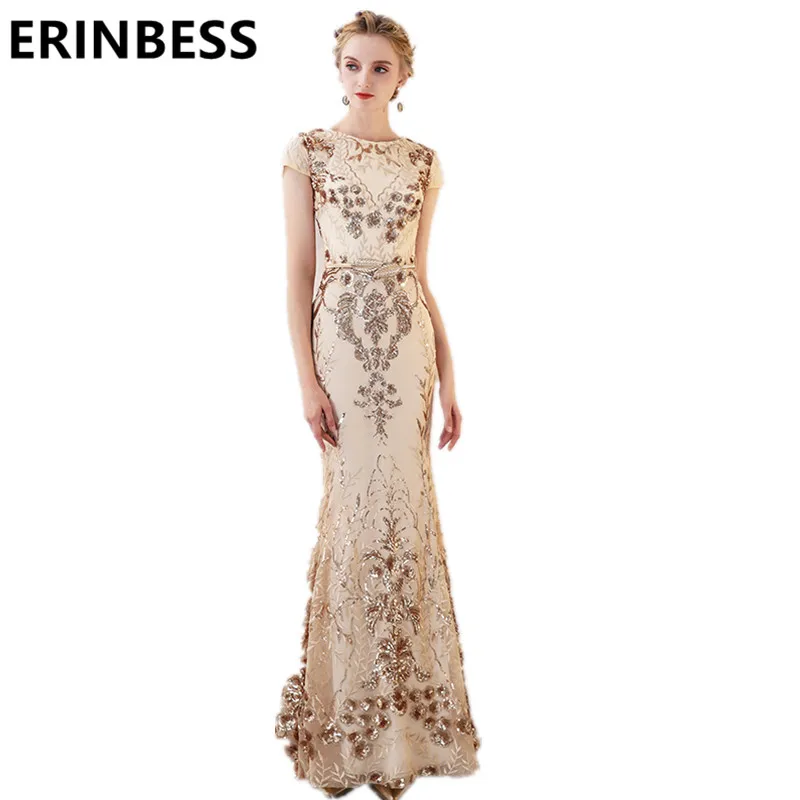 Сексуальные золотые вечерние платья с пайетками Русалка vestido de festa глубоким