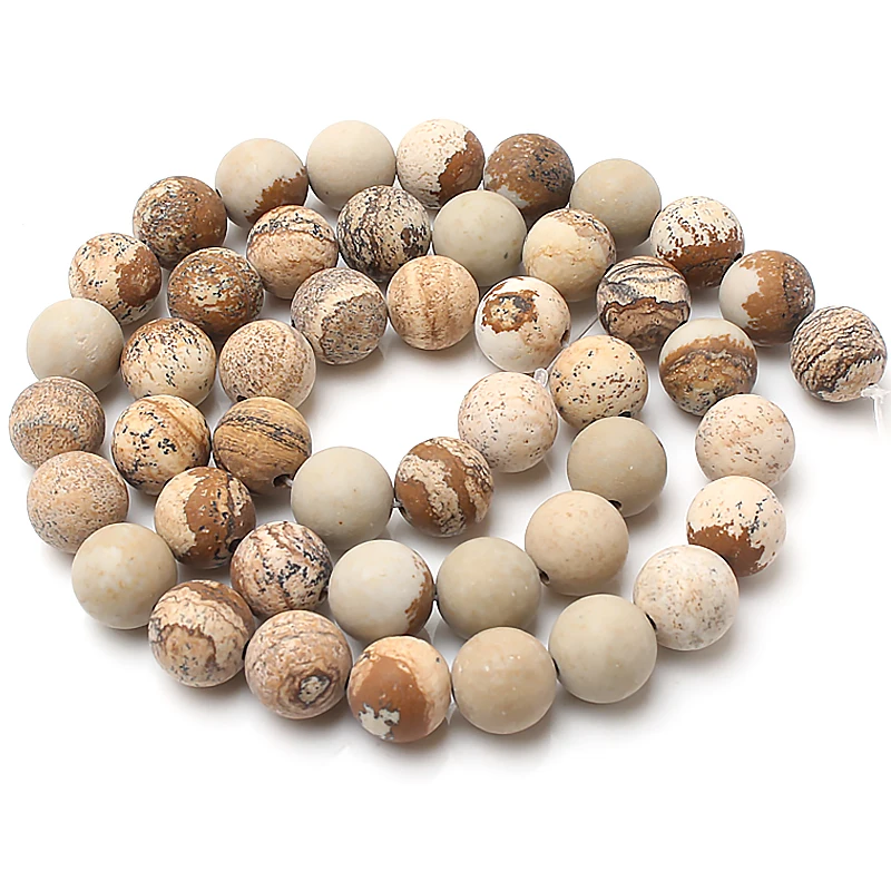 Круглые бусины из матового натурального камня яшмы россыпью для