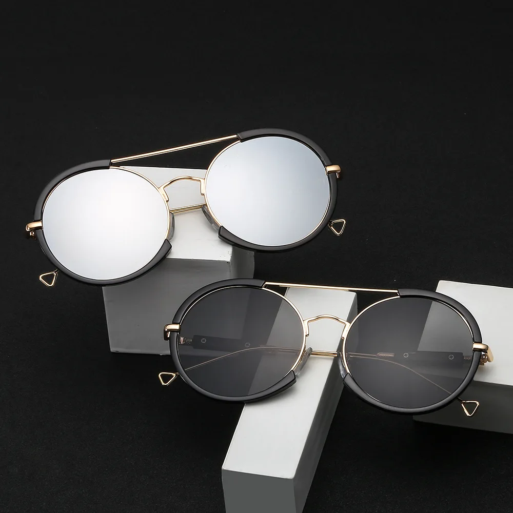 2019 ретро круглые панк Солнцезащитные очки женские металлическая оправа боковая