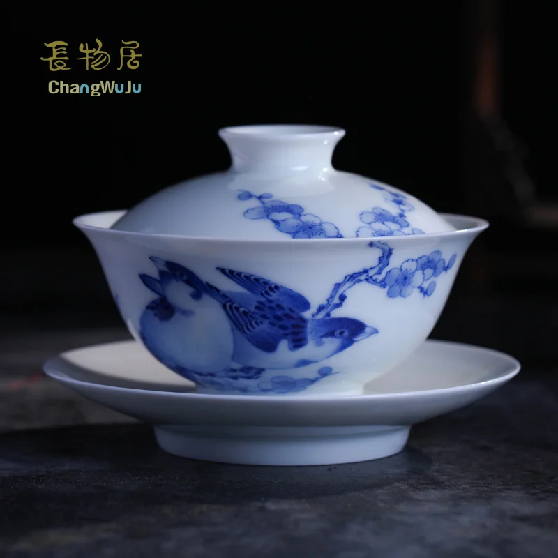 Чаши и блюдца Changwuju in Jingdezhen ручная работа чаша для чая кунг фу синего белого