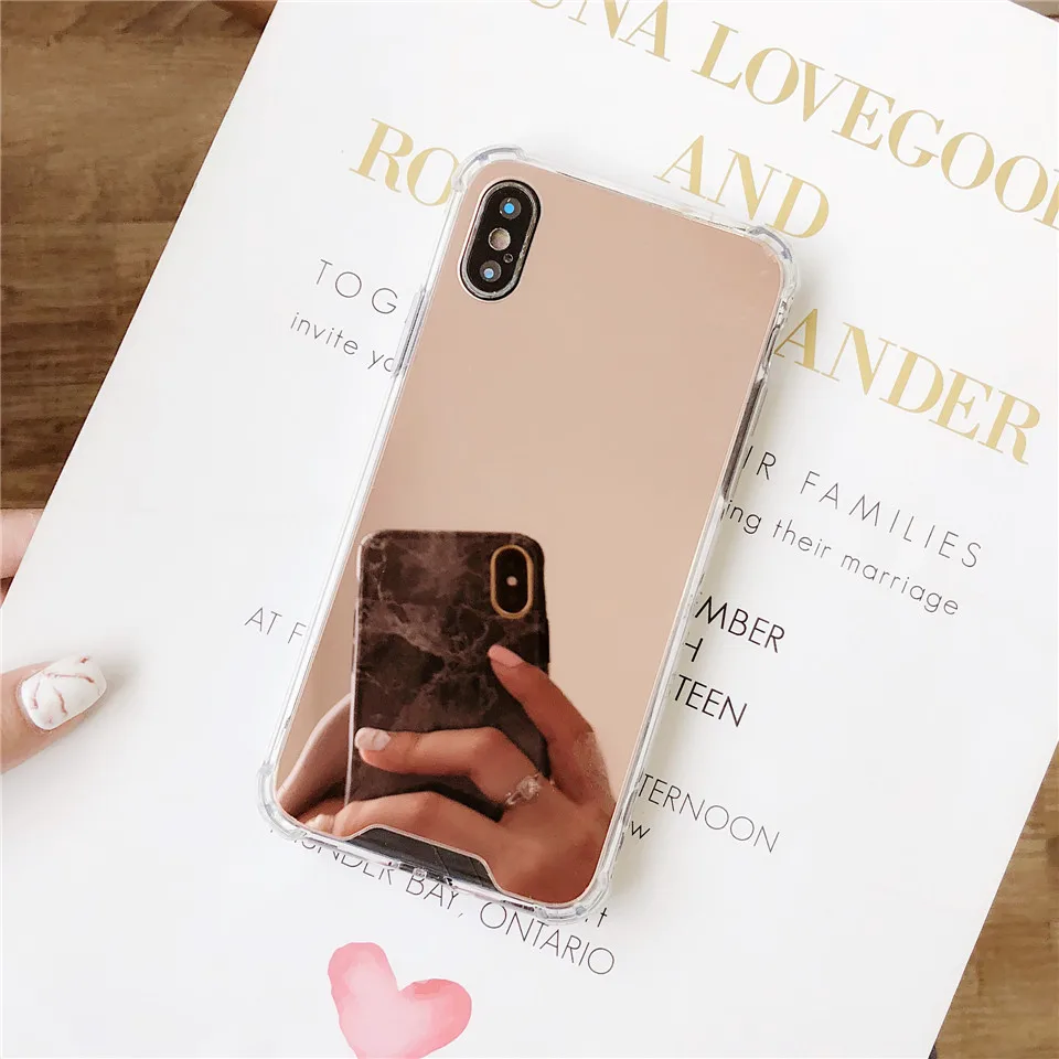Зеркальный чехол для телефона iphone 7 8 6s 6 plus X XR XS Max милый мягкий ударопрочный из ТПУ