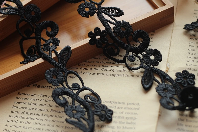 2y/лот Venise кружевной отделкой Black Rose кружева роза Аппликации изменить Couture