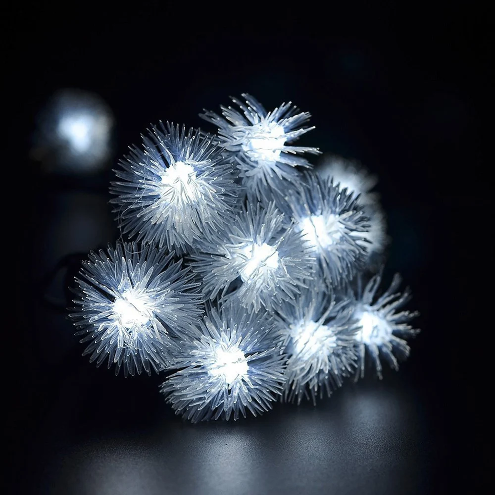 Уличная светодиодная гирлянда на солнечной батарее уличный фонарь с помпоном