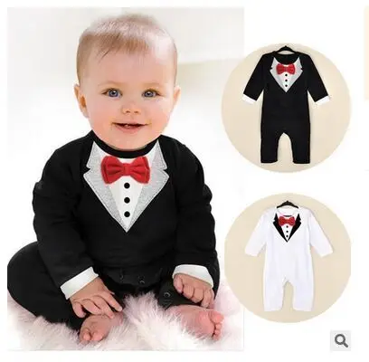 One-Piece Baby Boy Suit Gentleman Romper Spring Autumn Model Climb Clothes Toddler Black White boys Clothing |