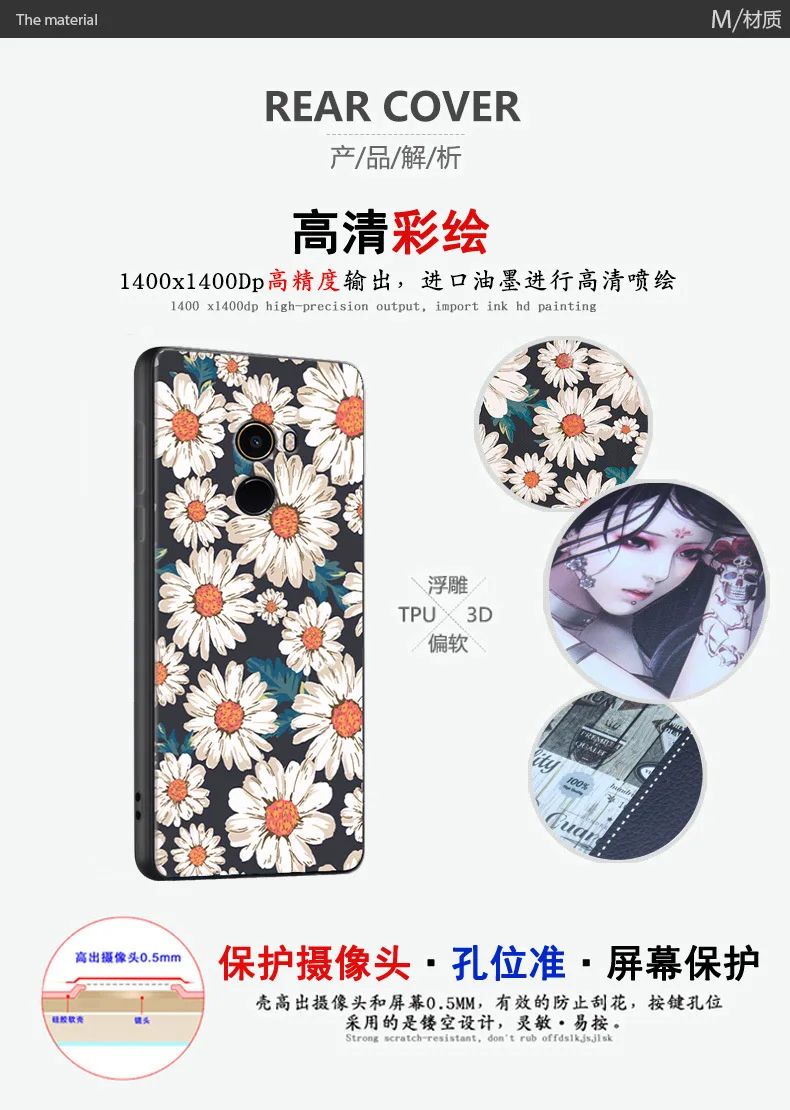 Lulu mi для Xiaomi Mix 2 чехол Роскошный тонкий 1 мм мягкий ТПУ художественный дизайн