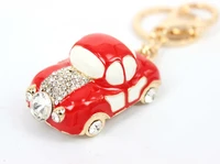 lovely red car new fashion cute crystal charm delicacy pendant key ring bag chain best jewelry gift for beat friend
