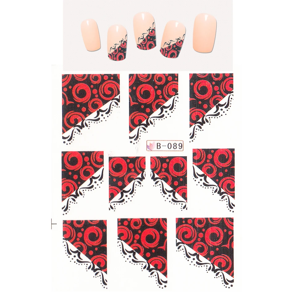 Красивая водная наклейка UPRETTEGO для дизайна ногтей ткань текстильный узор красный