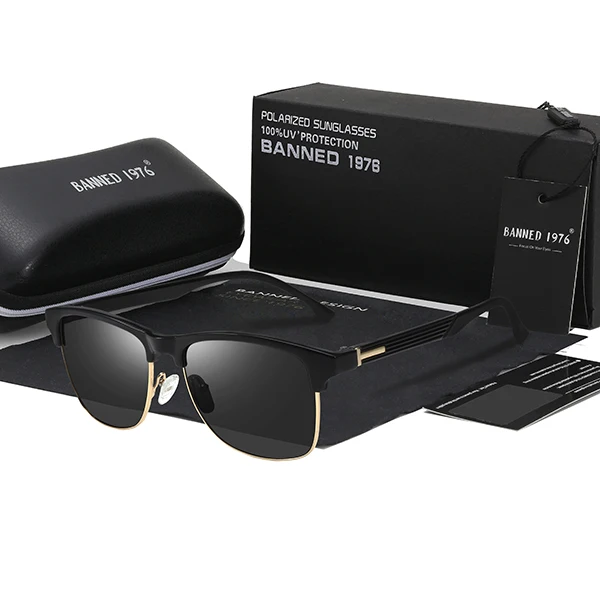 gold black HD поляризованные Клубные женские и мужские солнцезащитные очки, брендовые новые дизайнерские солнцезащитные очки для женщин и мужчин, Ретро стиль, модные зеркальные очки - Цвет линз: gold black