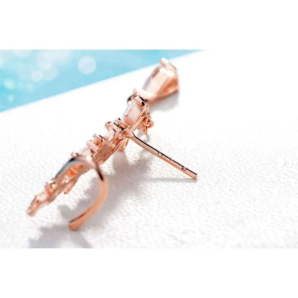 925 Sterling Silver/Rose Gold Long Tassel Earrings Snowflake Gothic Drop for Women Accessories Love Gift Bijoux | Украшения и