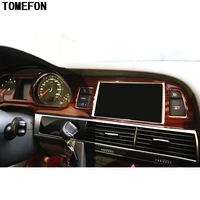TOMEFON For Audi A6L A6 L 2005-2011 LHD ABS Plastic Carbon Fiber Wood Paint Front Interior Dashboard Air Vent GPS Central Trim