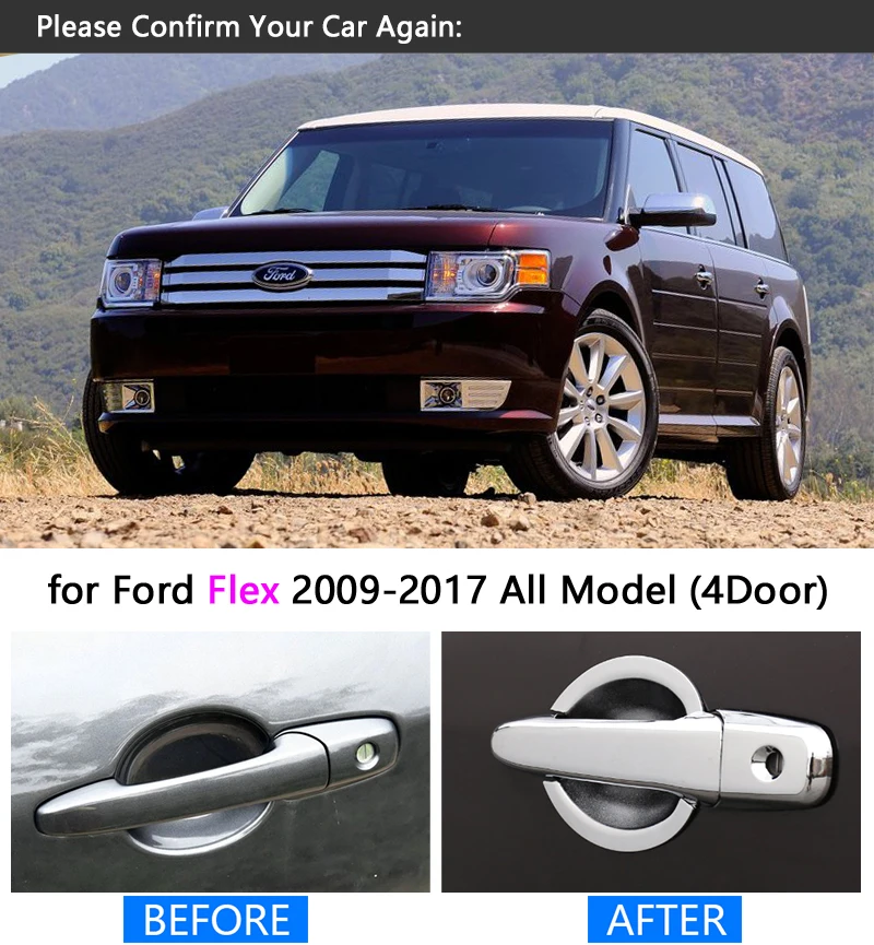 Хромированная накладка на ручку для Ford FLEX 2009-2017 2010 2011 2012 2013 2014 2015 2016 стикер