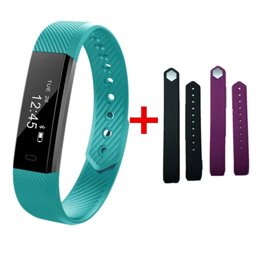 ID115 смарт-браслеты фитнес-трекер счетчик шагов Браслет Шагомер Bluetooth Smartband водонепроницаемый монитор сна наручные часы - Цвет: Green addBlackPurple