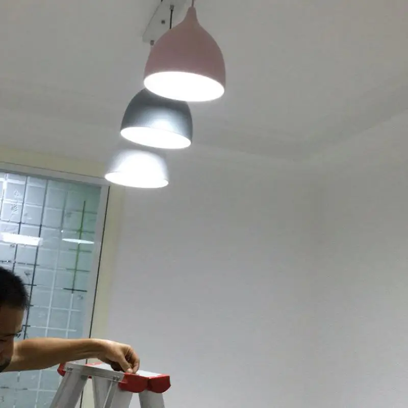 Nordic Restaurant Pendant Lamp Creative Modern Minimalist Three Head Lamps Bar Dining Room Home Macarons Small Chandelie | Лампы и