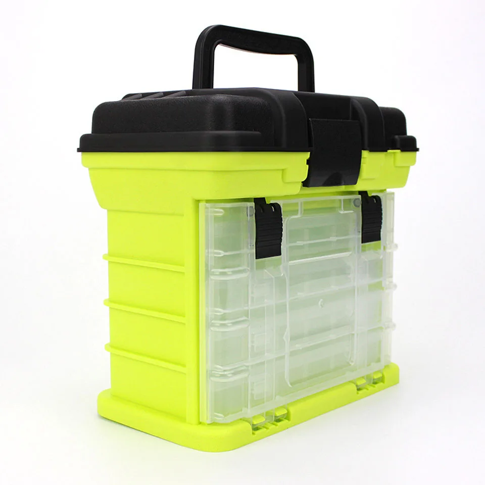 Yellow WALK FISH High Quality Portable Outdoor Plastic 5-layer Large Fishing Gear Storage Box Large Capacity Box Carp Fishing Tools - Цвет: Yellow