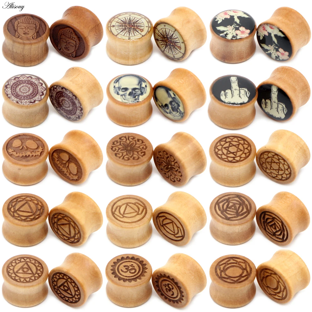 

Alisouy 2PCS Fashion Natural Wood Ear Plugs Flesh Tunnels Gauges 8-20mm Ear Tragus Expander Stretcher Body Piercing Jewelry