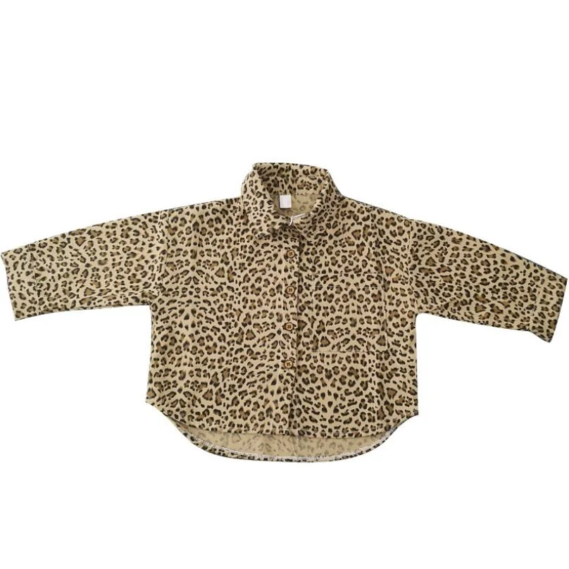 2019 г. Блузка для девочек топ леопардовая рубашка детские рубашки с длинными